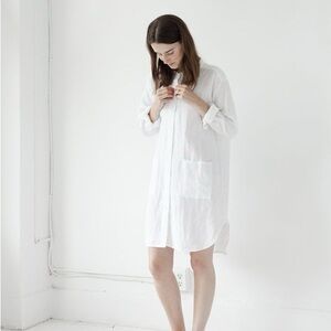 Deiji Studios NWOT S/M The 07 Workman Shirt Dress White Linen